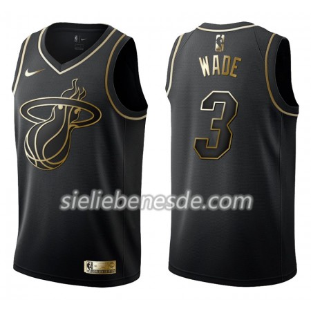 Herren NBA Miami Heat Trikot Dwyane Wade 3 Nike Schwarz Golden Edition Swingman